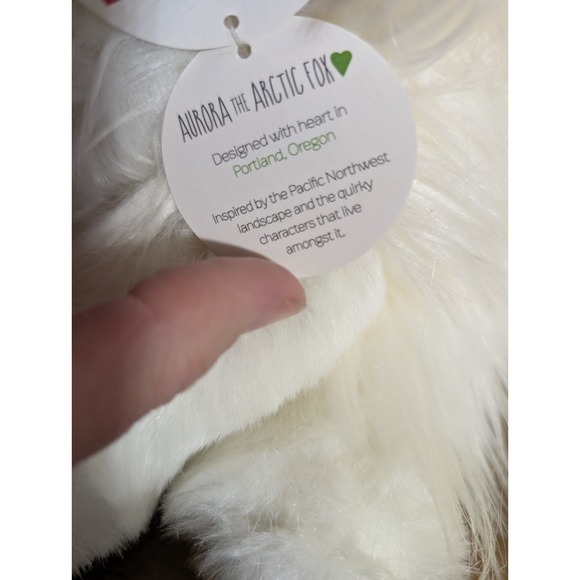Portland Plush Arctic Fox named Aurora White Fluffy Plush w/Tag 10" Realistic - Picture 7 of 8